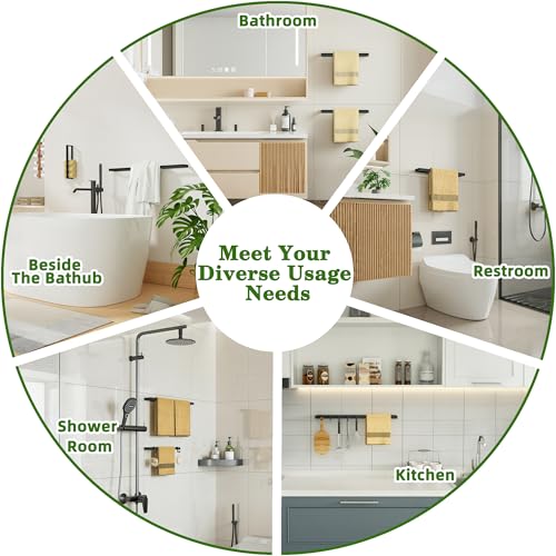 20 Inch Hand Towel Holder Black Towel Bar for Bathroom Wall Mounted