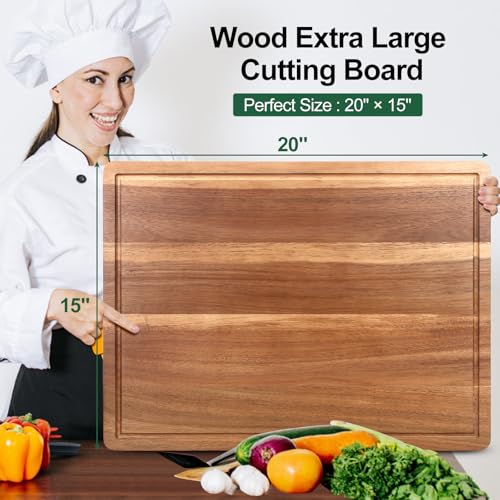 20" XL Extra Large Wood Cutting Boards for Kitchen Acacia Charcuterie Board