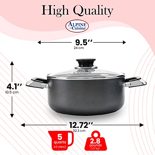 5 Quart Non stick Stock Pot with Tempered Glass Lid and Carrying Handles