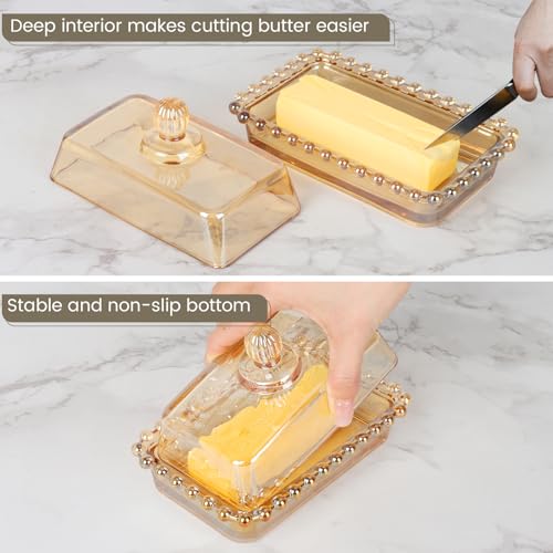Retro Country Glass Butter Dish with Lid Vintage Butter Holder