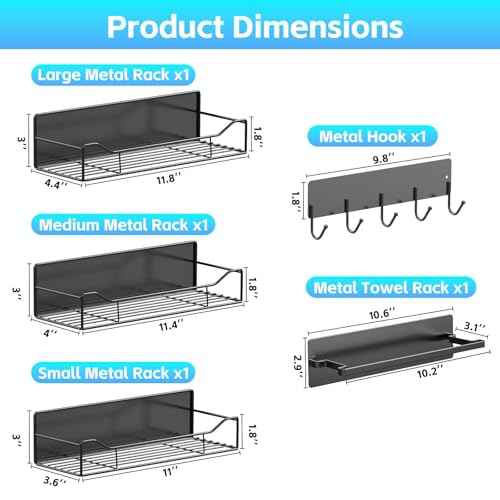 5 Pack Multifunctional Magnetic Shelves for Refrigerator Spice Rack & Washing Machine Organize (5 Count)