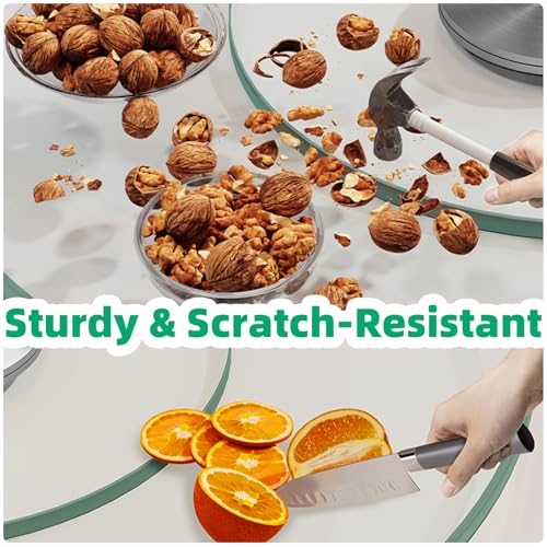 26.7 inch Lazy Susan for Table Top Tempered Glass Rotating Serving Tray for Dining Table