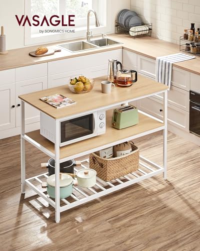 Kitchen Island with 3 Shelves