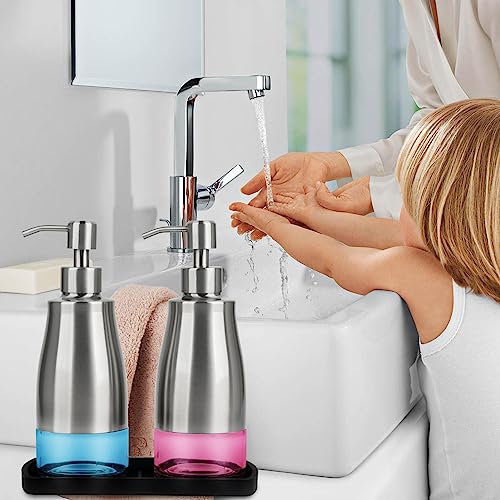 Kitchen Soap Dispenser with Silicone Tray & Stickers 11 OZ