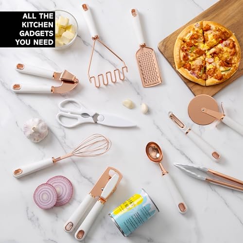 Kitchen Gadget Set Copper Plated Stainless Steel Utensils with Soft Touch Handles