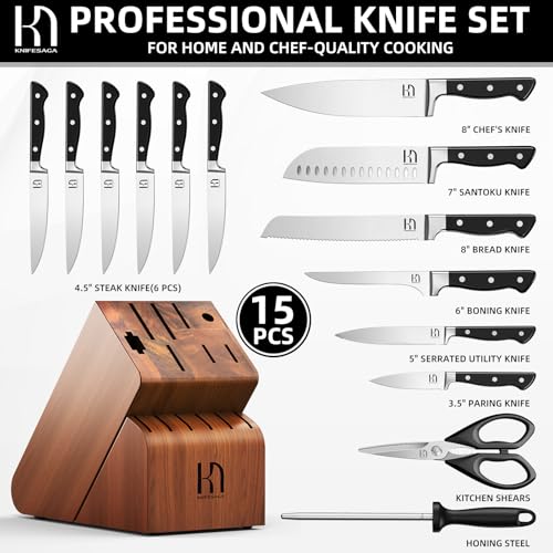 15 pc Japanese Kitchen Knife Block Set (15 Count)