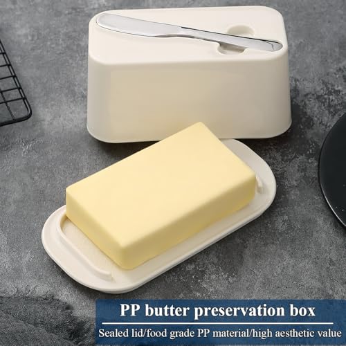 Butter Dish with Lid for Countertop and Refrigerator Door Shelf with Butter Spreader Knife