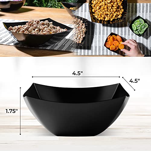 4 Pack Disposable Black Plastic Serving Bowls Square Party Candy Use 8oz (4 Count)