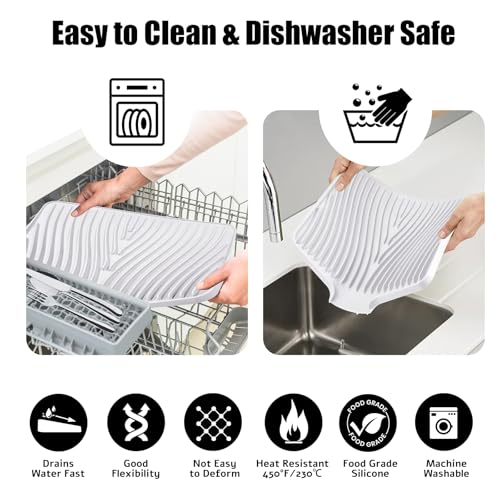 Silicone Dish Drying Mat for Kitchen Counter (2 Count)