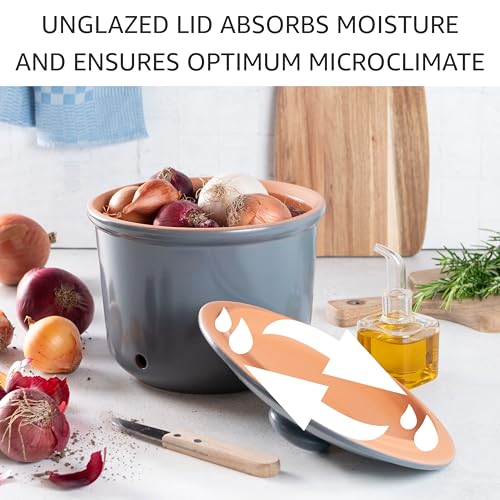 Romertopf Freshness Storage Potato Onion Garlic Clay Pot Set of 3 with Lids (3 Count)