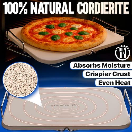 15x12 inch Pizza Stone for Oven & BBQ Grill with Handles