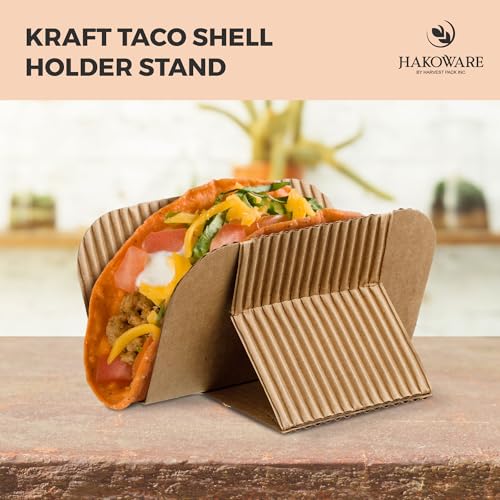 Disposable Kraft Paper Taco Holder Stand Food Tray Plates for Tacos & Pita (200 Count)