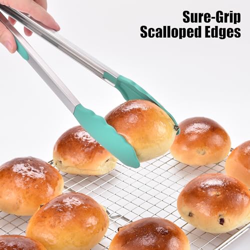 Kitchen Tongs with Silicone Tips for Cooking Serving