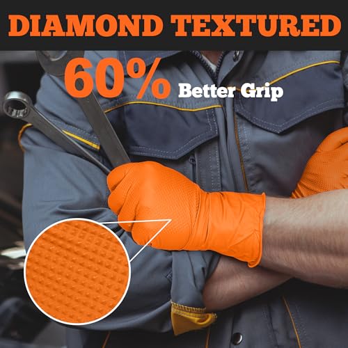 Heavy Duty Orange Nitrile Gloves (100 Count)