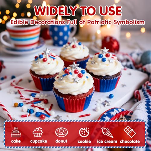 Edible Patriotic Sprinkles for Cake Decorating (4.6 Ounce)