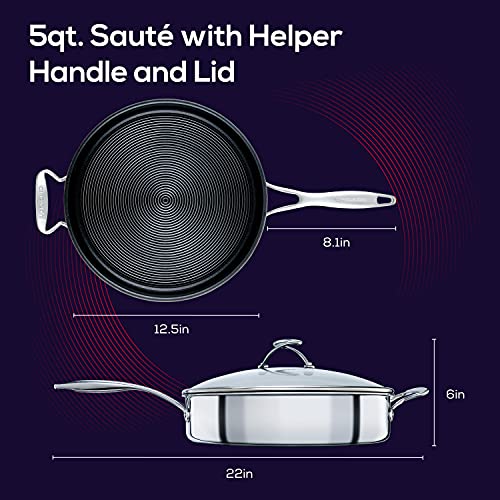 Clad Stainless Steel Saute Pan with Lid and Hybrid SteelShield and Nonstick Technology