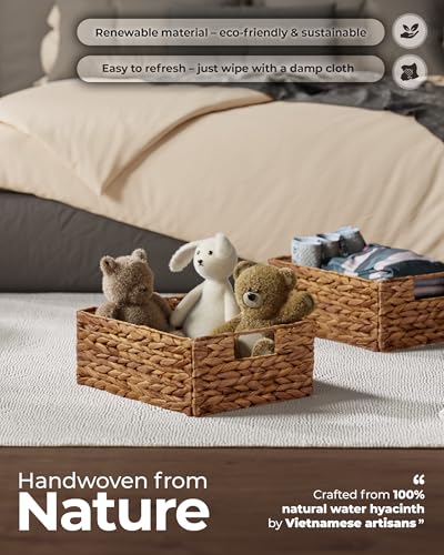 Woven Water Hyacinth Storage Baskets with Handles