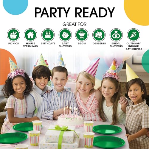 Pink Plastic Plates For Party 7" Pink Disposable Plates For Party Supplies 100 Pcs Plastic Dinnerware Sets Heavy Duty 350 GSM Disposable Dinnerware Set (100 Count)