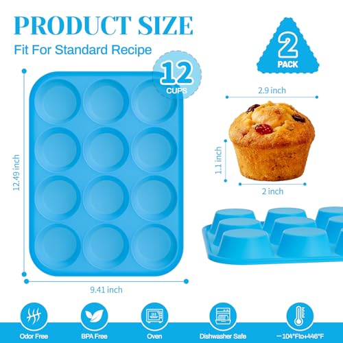 2Pack Silicone Muffin Pans with Metal Reinforced Frame (2 Count)