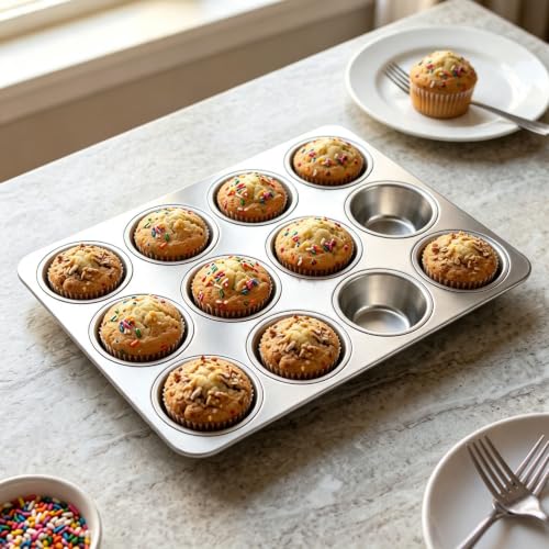 Stainless Steel Muffin Cupcake Pan Set 12 Cups