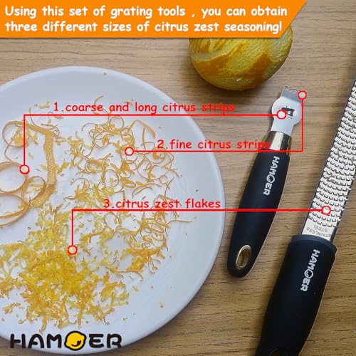 Zester Channel Knife & Micro Plane Grater Tool Set Ergonomic Handle (4 Count)