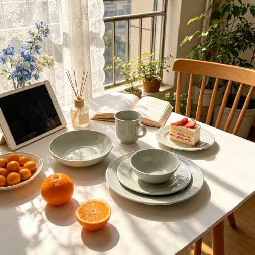 HomeVSS 20 Piece Pearl Dots Stoneware Dinnerware Set