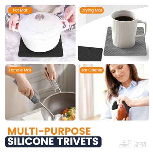 Silicone Trivet Mats 4 Heat Resistant Pot Holders Multipurpose Non