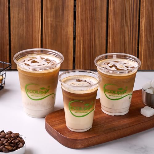 1000 Count 16 OZ Clear Compostable Plastic Cups for Restaurant
