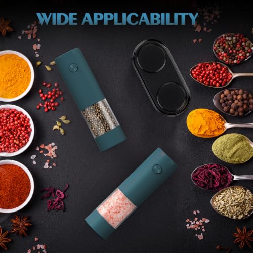 Electric Salt and Pepper Grinder Set Automatic Battery Pepper Mill Shakers Adjustable Coarseness Upgraded Larger Capacity with Led Home and Kitchen Appliances (2 Count)