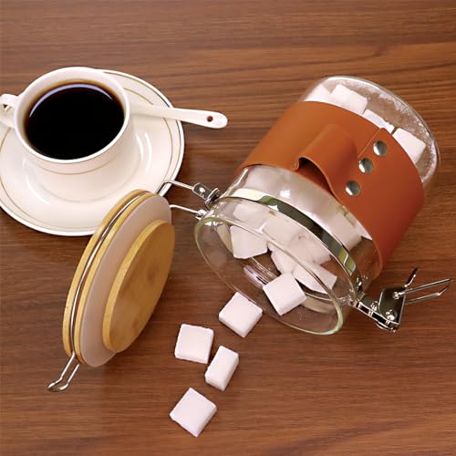 Glass Storage Jars with Bamboo Lids & Spoons (27 Fl Oz)