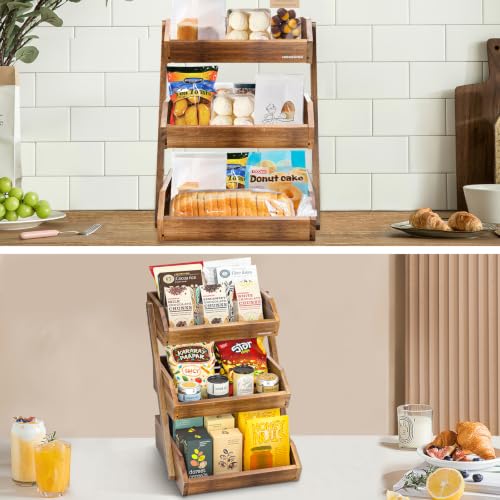 3 Tier Acacia Wood Fruit Basket for Kitchen