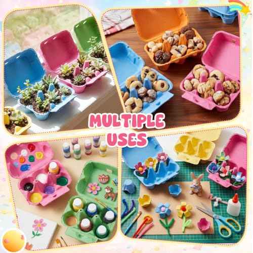 48 Pieces Colored Paper Pulp Egg Cartons 2 x 3 Colorful Style Vintage Blank Egg Cartons for Fresh Duck Quail Storage Kitchen Family Farmhouse (48 Count)