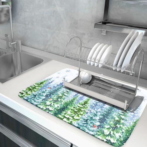 Winter Forest Dish Drying Mats