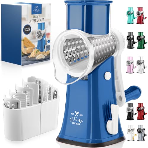 Rotary Cheese Grater Manual Hand Crank 5 Blade Shredder