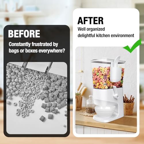 Cereal Dispenser Countertop Wath Bowls and Spoons（1pcs White）