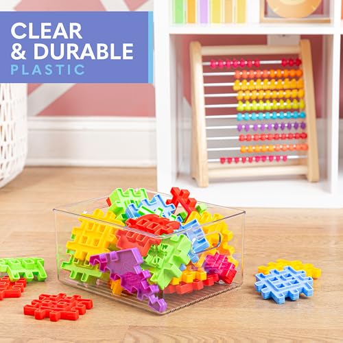 Plastic Food Storage 4 Pack Clear Container Bin with Handles for Organizing Kitchen (4 Count)