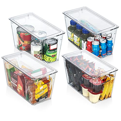 Plastic Storage Bins with Lids for Pantry & Fridge (8 Count)