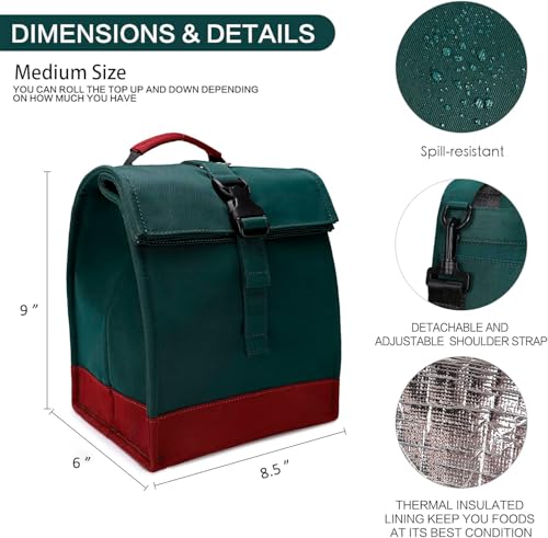 Insulated Lunch Bag Rolltop Lunch Box
