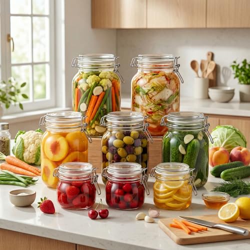 17 oz Round Glass Jars with Airtight Lids (6 Count)