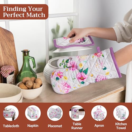 100% Cotton Oven Mitt & Pot Holder Set