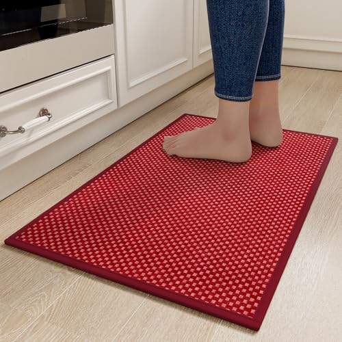 Kitchen Rugs Kitchen Mats for Floor Non Slip Washable Red 17"x30"