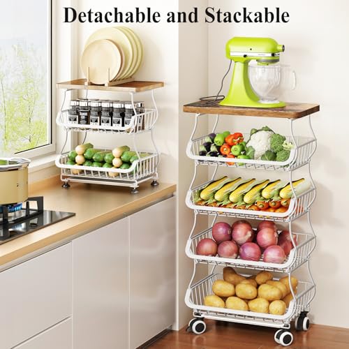 5 Tier Fruit and Vegetable Basket Stand for Kitchen
