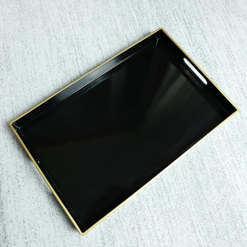 Black Decorative Serving Tray with Handles