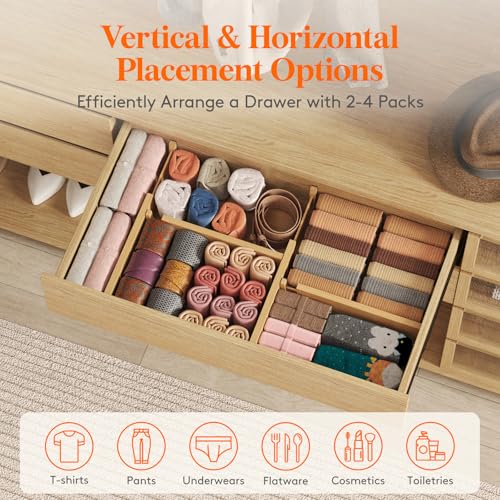 4" High Dresser Drawer Dividers (4 Count)