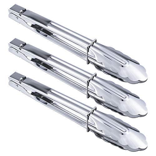 Stainless Steel Serving Tongs Metal Cooking Tongs (3 Count)