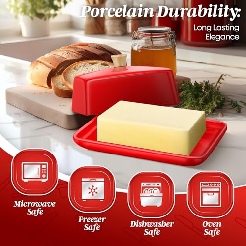 Large Ceramic Butter Dish with Lid for Countertop