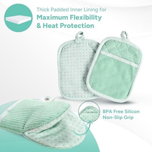 Heat Resistant Oven Mitts & Pot Holders (4 Count)