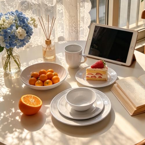 HomeVSS 20 Piece Pearl Dots Stoneware Dinnerware Set