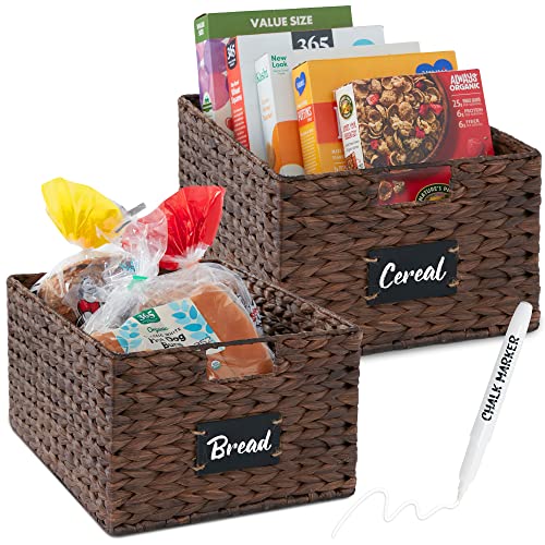 Pantry Baskets Set of 2 16x12in Water Hyacinth Storage Baskets (2 Count)
