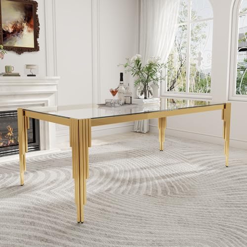 78'' Modern Glass Dining Table for 6